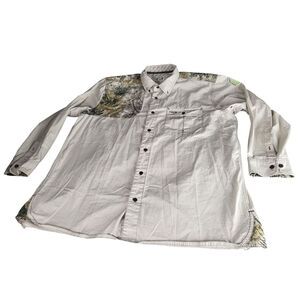 Game Guard Outdoors Button Down Shooting Shirt Men Sz XXL Brown Shoulder Patch‎
